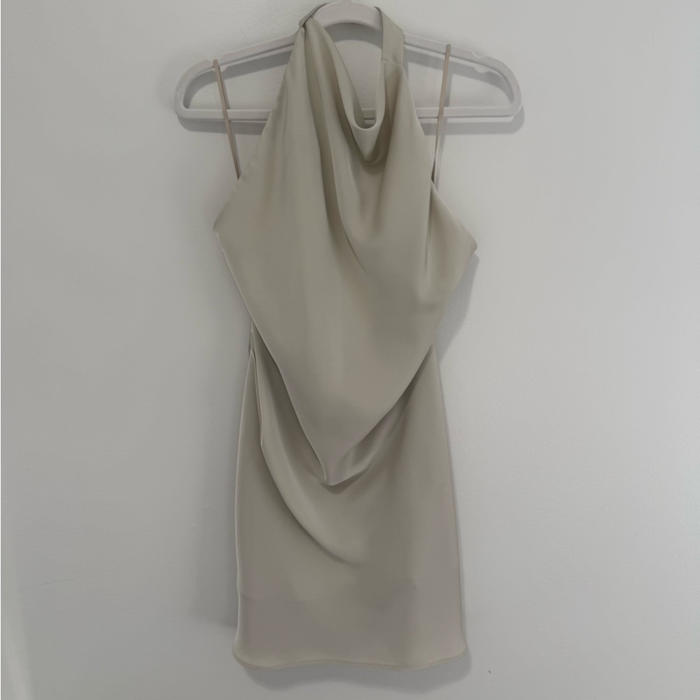 Aritzia Cream Backless Halter Dress